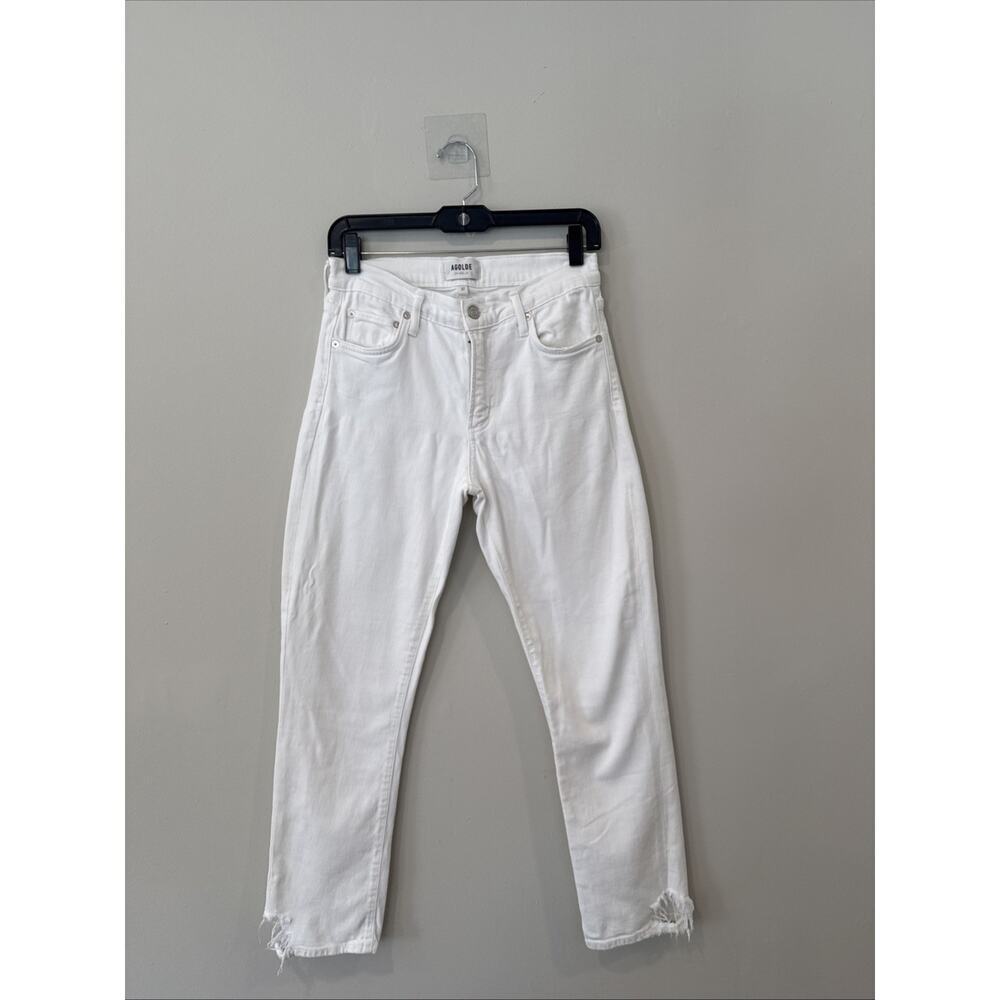 AGOLDE Jeans Womens 27 White Toni Straight Leg High Rise Distressed Hems 2015